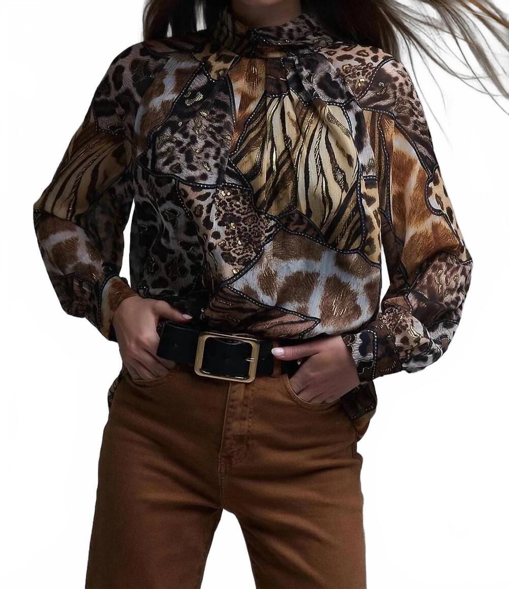 NEW Q2 marisma blouse in animal print